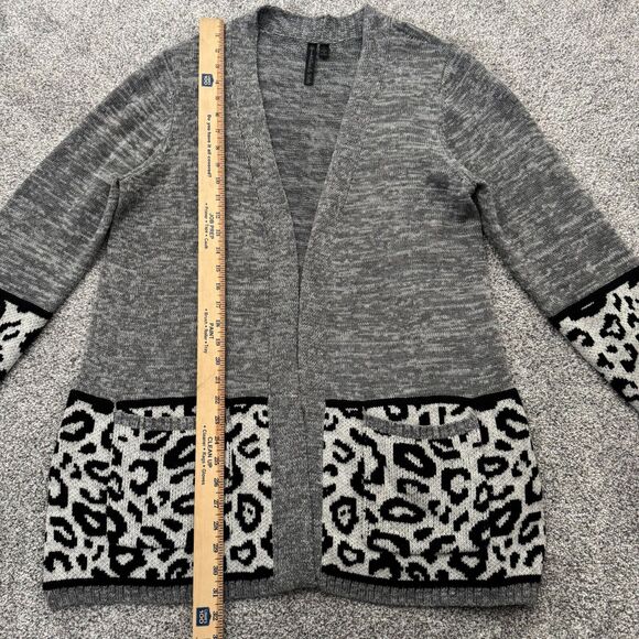 Allie & Rob Cardigan Sweater Womens Large Leopard Print Open Front Cozy Grandma - Picture 3 of 10